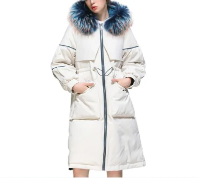 Белые 2023 женские зимние пуховые куртки с капюшоном покрывают длинные женские пуховые куртки